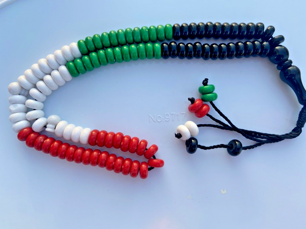 100 BEAD PALESTINE FLAG TASBEEH Plastic BEADS MASBAHA MUSLIM PRAY DHIKR