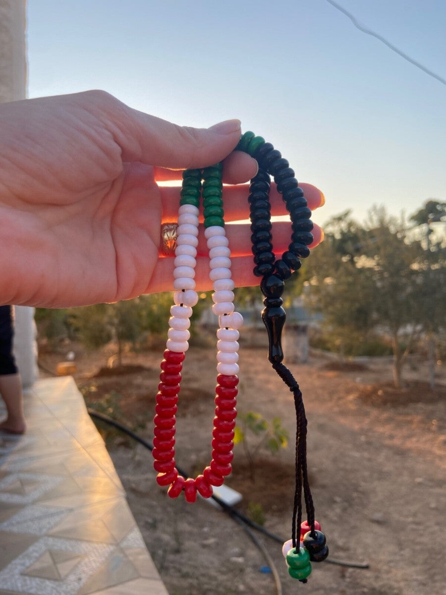 100 BEAD PALESTINE FLAG TASBEEH Plastic BEADS MASBAHA MUSLIM PRAY DHIKR