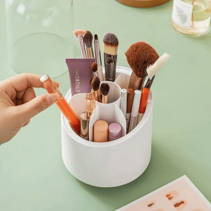 360° Rotating Makeup Brush & Jewelry Organizer - Large Capacity