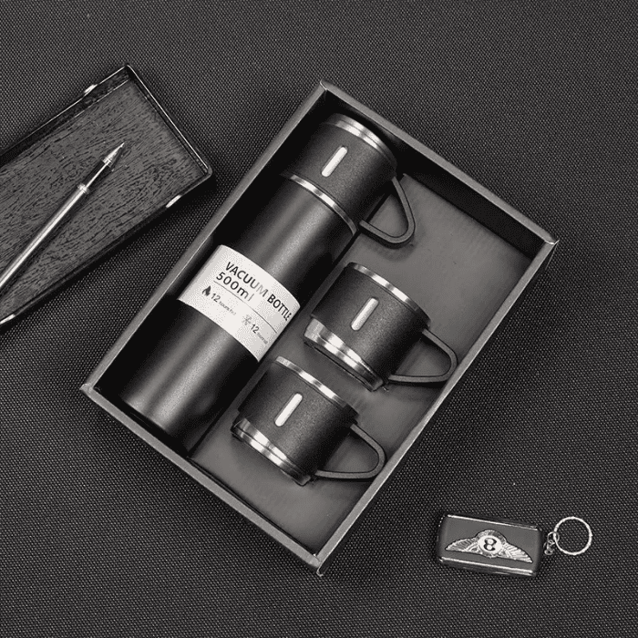 3 Cup Stainless Steel Vacuum Flask Set – Leak-proof, Portable, Durable