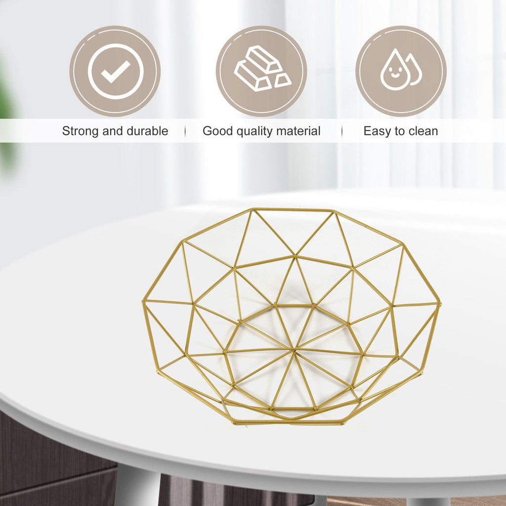 Metal Wire Fruit Basket Fruit Bowl, Round Bread Storage Bowl Stand