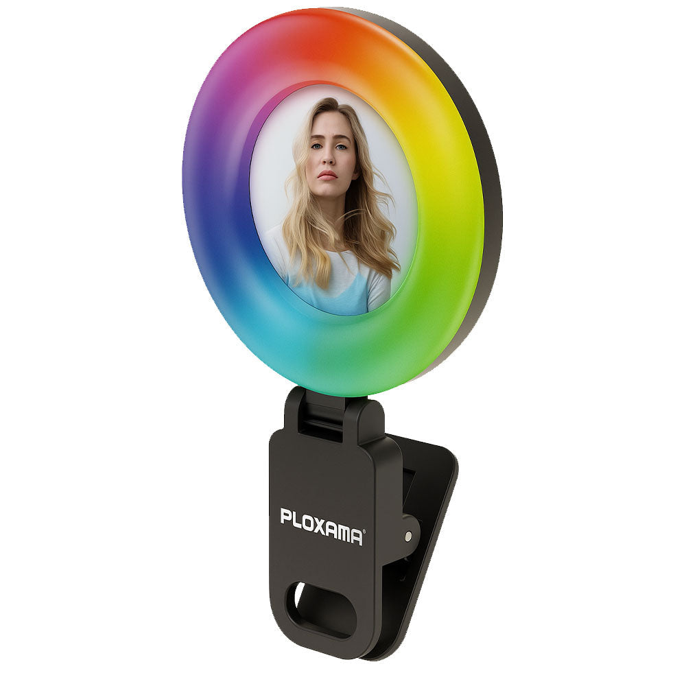 Plokama U20 PRO RGB 10 Colours Phone Clip With Mirror LED Selfie Ring Light