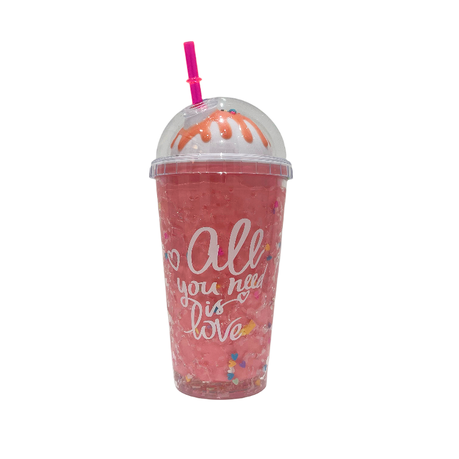 Ice Cream Water bottle Plastic Tumbler with Lid - Straw Water Bottle -450ml