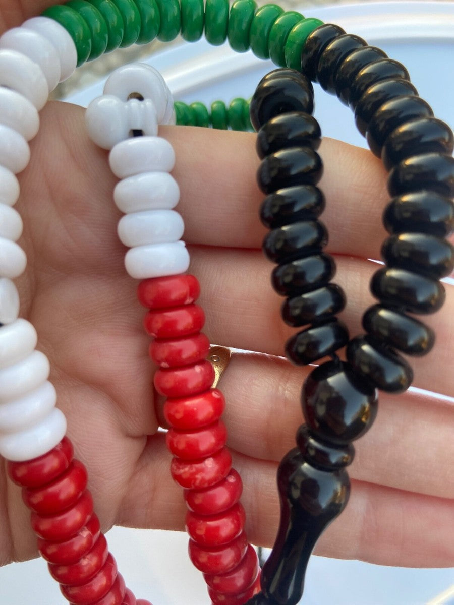 100 BEAD PALESTINE FLAG TASBEEH Plastic BEADS MASBAHA MUSLIM PRAY DHIKR