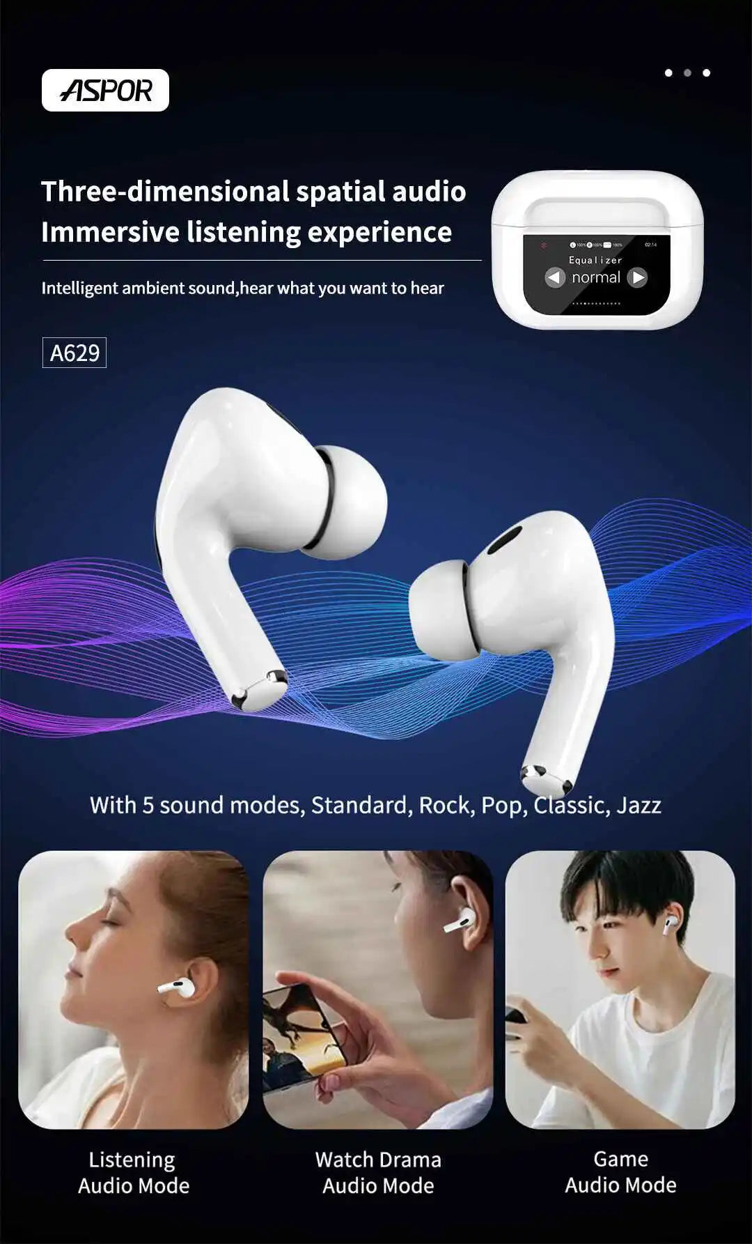 ASPOR TRUE WIRELESS EARBUDS
