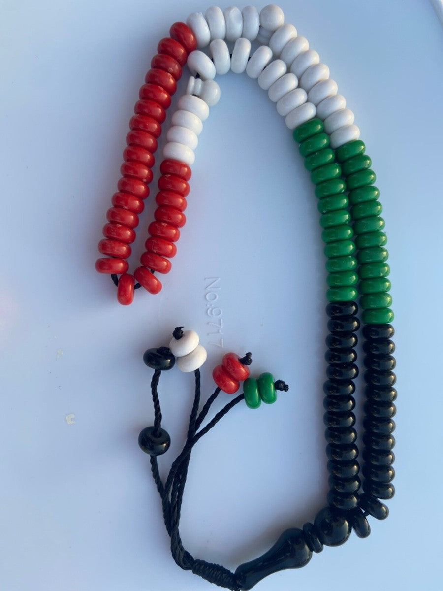 100 BEAD PALESTINE FLAG TASBEEH Plastic BEADS MASBAHA MUSLIM PRAY DHIKR