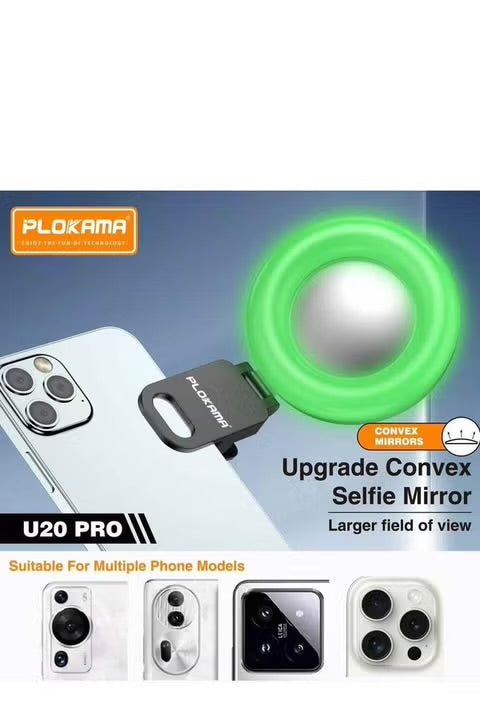 Plokama U20 PRO RGB 10 Colours Phone Clip With Mirror LED Selfie Ring Light