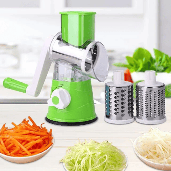 Manual Vegetable Drum Cutter | 3-in-1 Grater, Slicer & Chopper