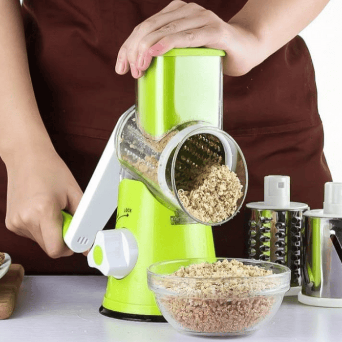 Manual Vegetable Drum Cutter | 3-in-1 Grater, Slicer & Chopper