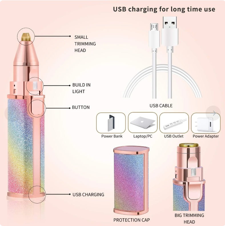 2in1 Electric Rechargeable Hair Remover Trimmer For Women